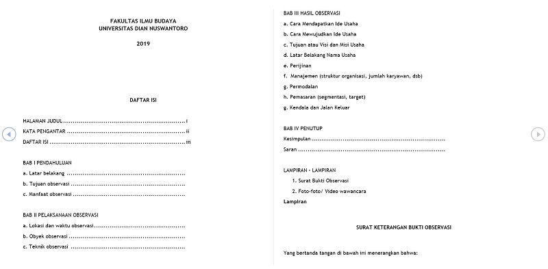 Format Laporan Observasi Akademik