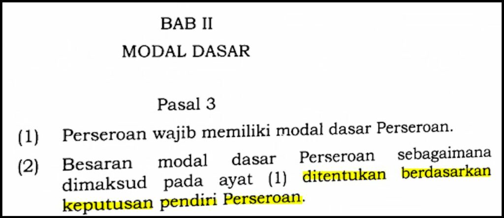 Pasal Tidak Ada Batas Minimal Modal Pt Perorangan